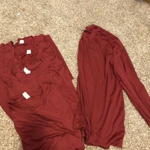 14 Various burgundy Long sleeve shirts